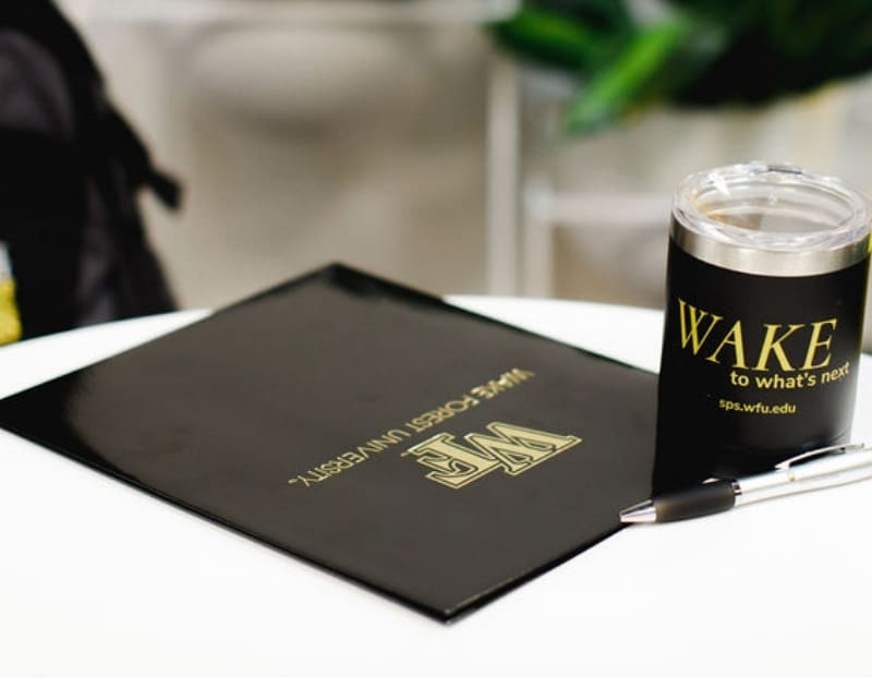 Wake Forest branded items on a desk